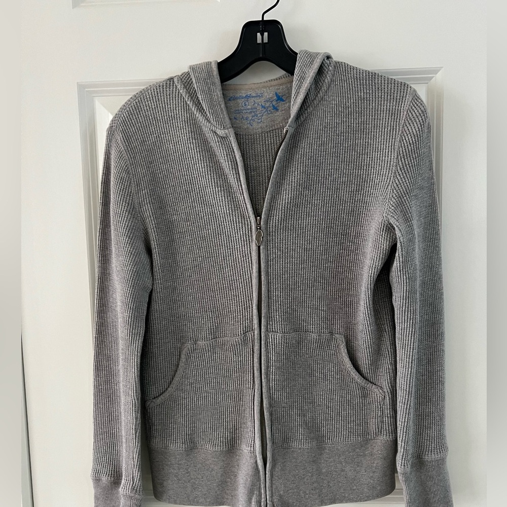 Eddie Bauer Light Gray Waffle Knit Hoodie